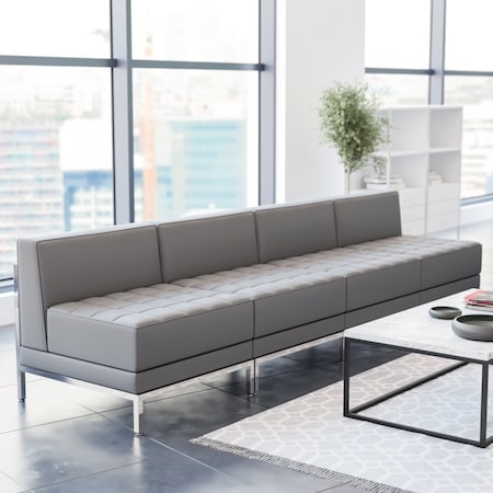 Flash Furniture 4 Piece Gray LeatherSoft Modular Lounge Set ZB-IMAG-MIDCH-4-GY-GG